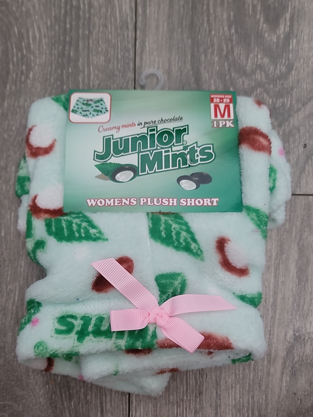 Mint Junior Mints with Pink Bow Plush Shorts